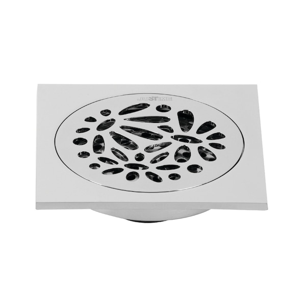 BSF6360C Watercourse Floral 4" Square Grid Shower Drain, Chrome